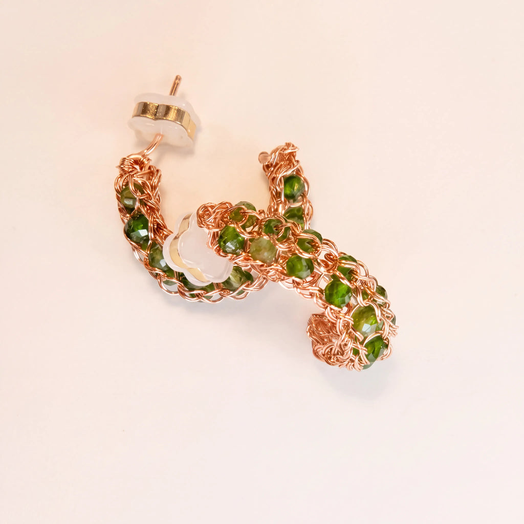 Petite Stone Woven Hoops