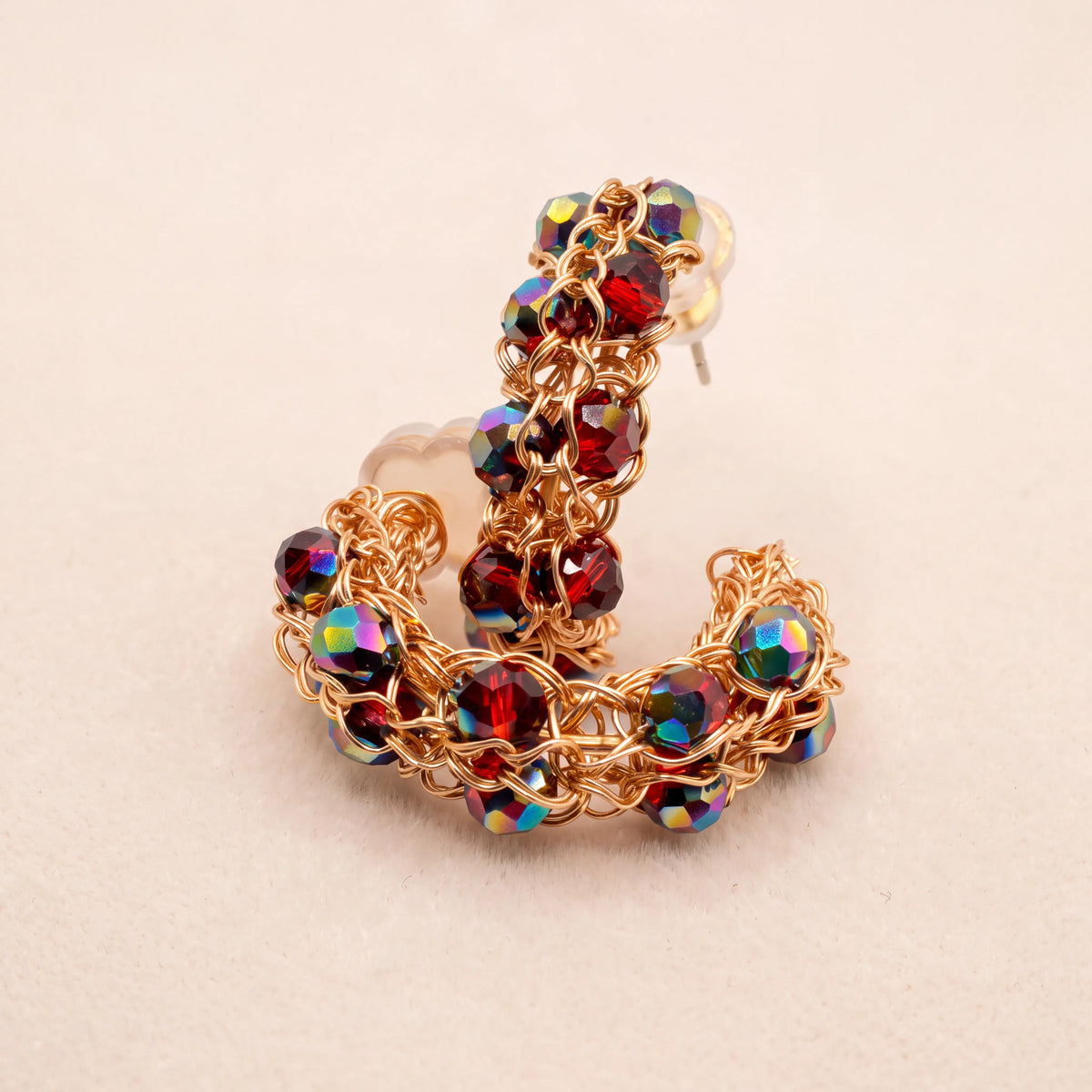 Petite Stone Woven Hoops