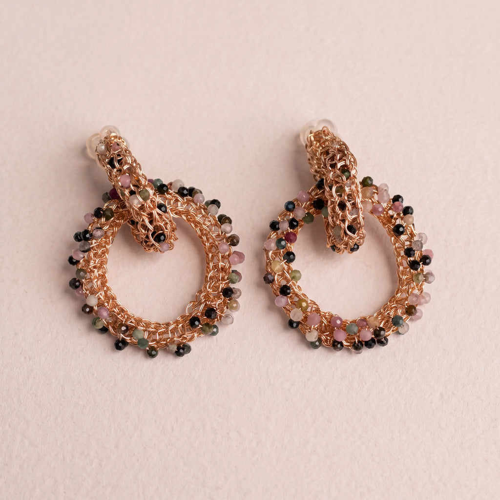 Tourmaline Woven Hoop Earrings