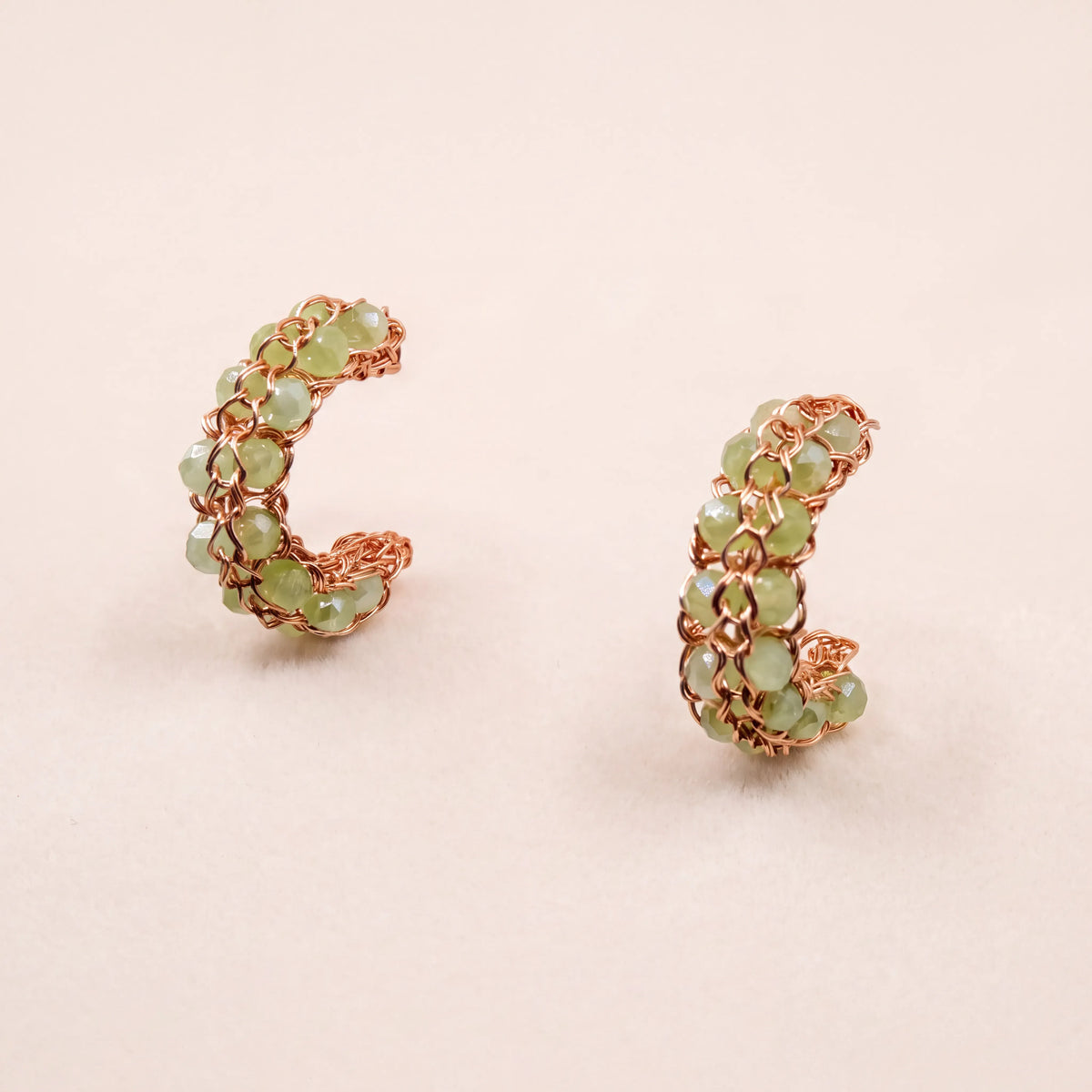 Petite Stone Woven Hoops
