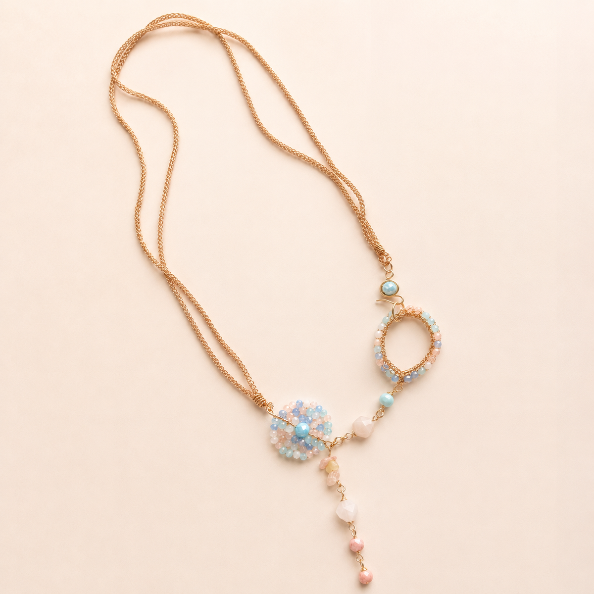 Pastel Flow Long Woven Necklace
