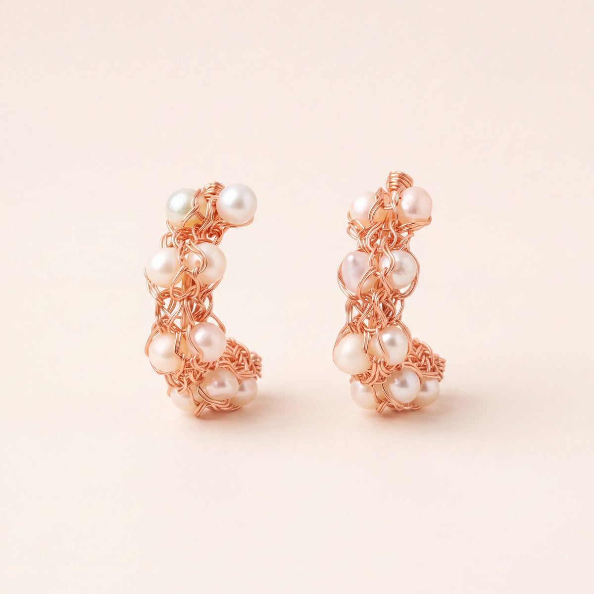 Petite Stone Woven Hoops
