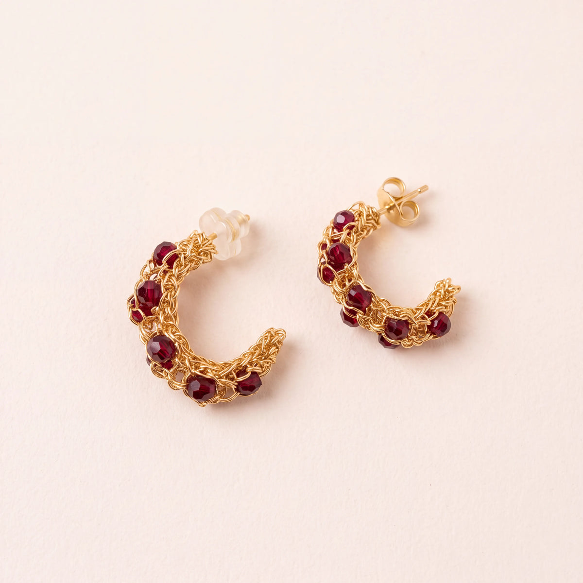 Petite Stone Woven Hoops