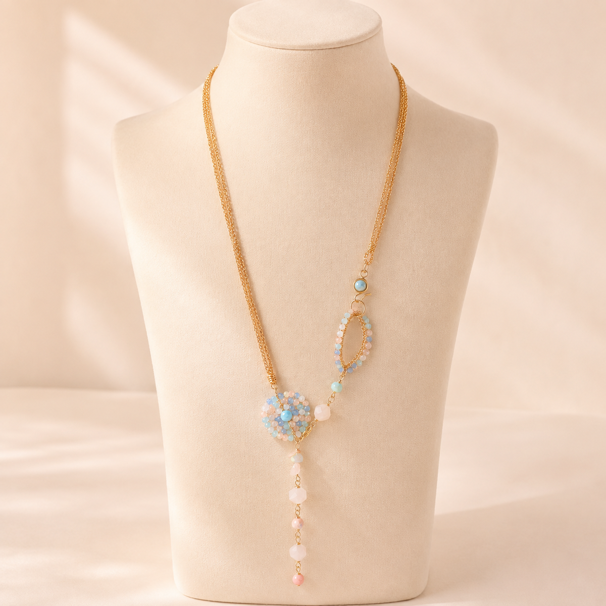 Pastel Flow Long Woven Necklace