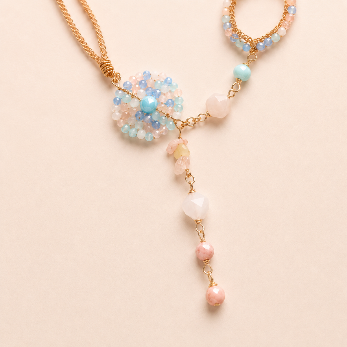 Pastel Flow Long Woven Necklace
