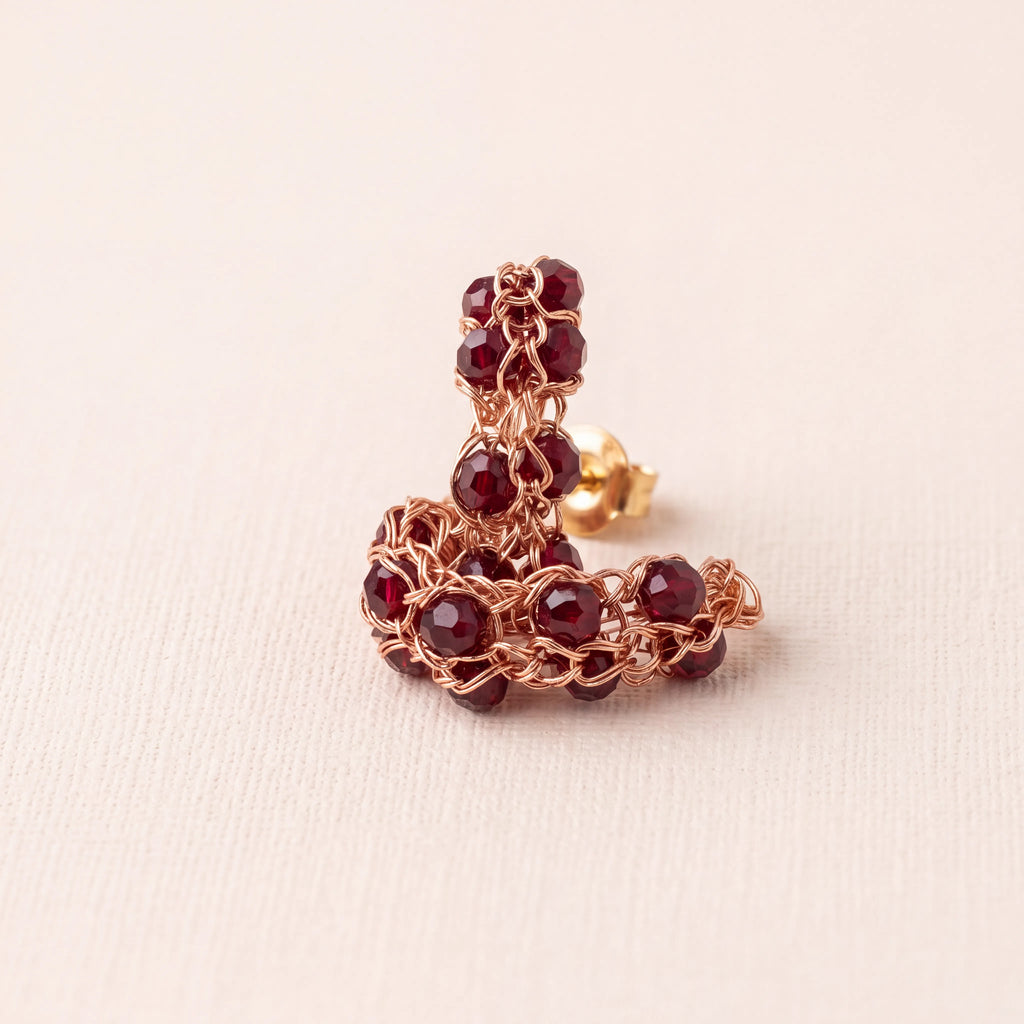 Petite Stone Woven Hoops