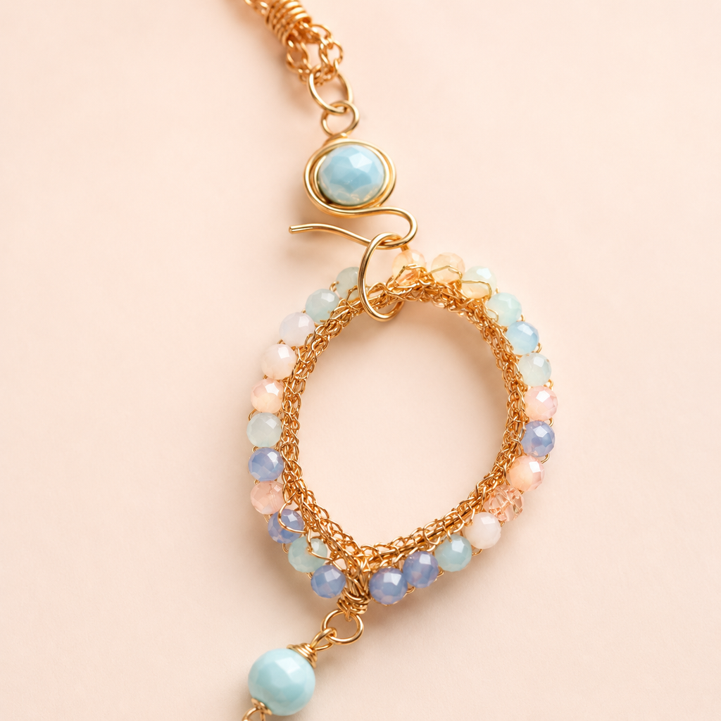 Pastel Flow Long Woven Necklace