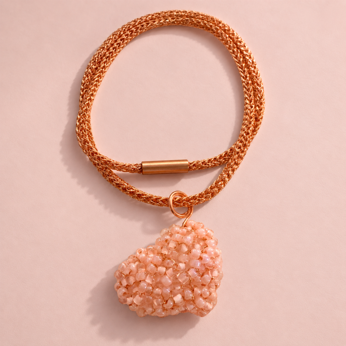 Blush Heart Woven Necklace