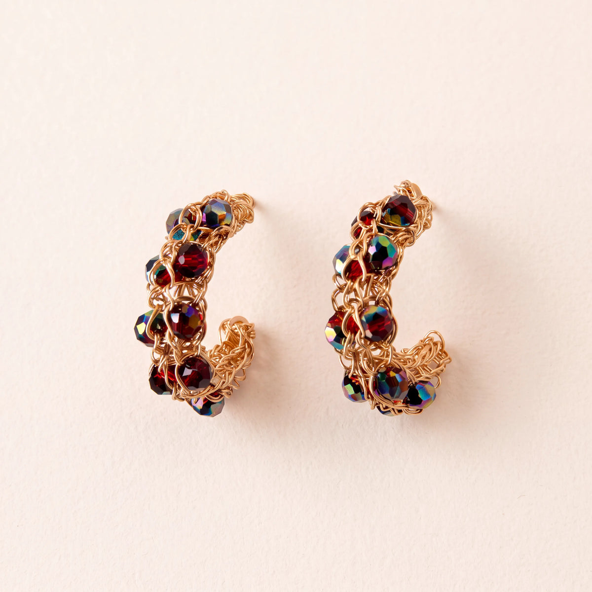 Petite Stone Woven Hoops