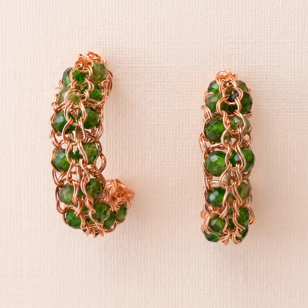 Petite Stone Woven Hoops