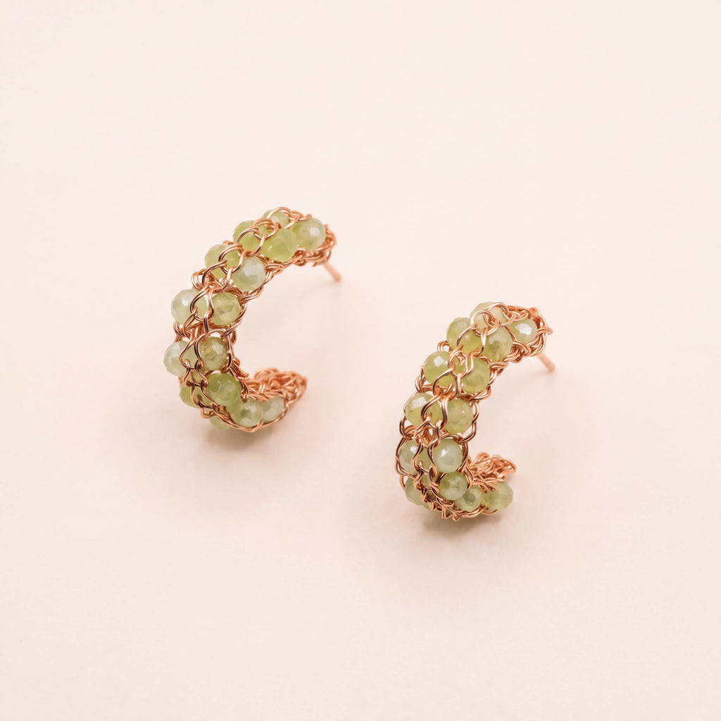Petite Stone Woven Hoops