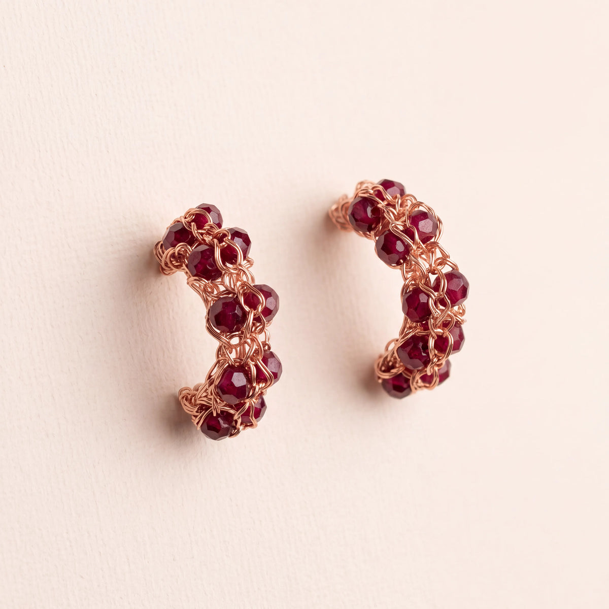 Petite Stone Woven Hoops