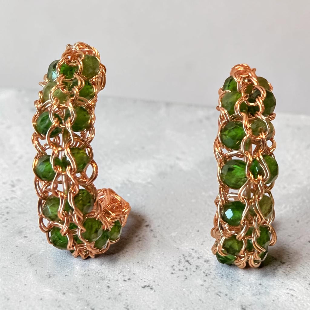 Petite Stone Woven Hoops
