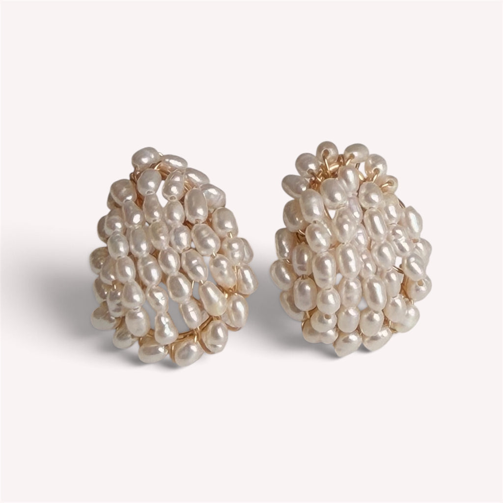 Pearl Cloud Statement Earrings